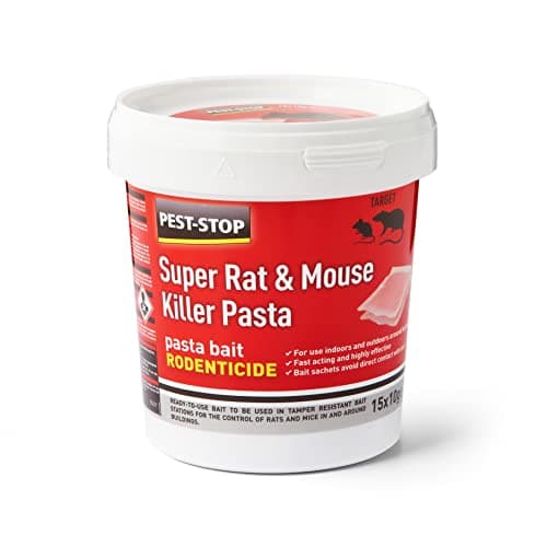 Image of Pest-Stop Super Rat & Mouse Killer Pasta Bait | Effective Bait for Mice and Rats | Rodent Control Solution for Home and garden | Suitable for Baiting stations (15 x 10g), Red