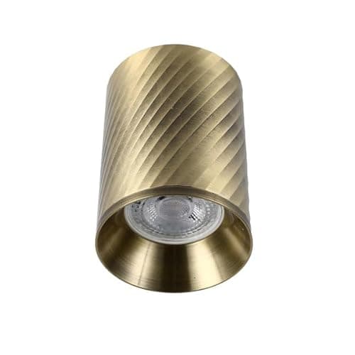 Image of TEKLED GU10 Spiral Textured Downlight | Recessed Spot Light | Dimmable Aluminium Ceiling Fixture 70x100mm | Antique Brass | Light Bulb Not Included