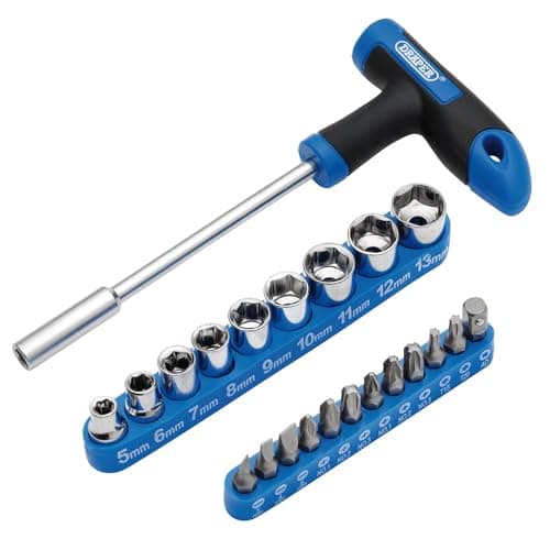 Image of Draper 21011 T-Handle Screwdriver, Socket and Bit Set, 1/4" Sq. Dr. (22 Piece)