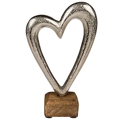 Image of OOTB Metal Heart On Wooden Base, Ca. 17 cm