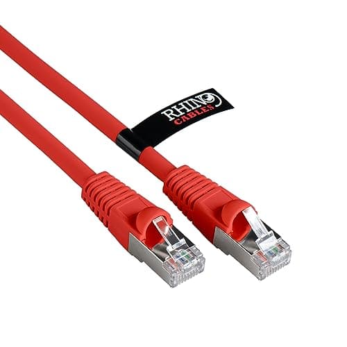 Image of rhinocables CAT 6a Ethernet Cable | 10Gbps S/FT High-Speed & Large Bandwidth Data Transfer | Reliable LAN Network RJ45 Cable | Wi-Fi Broadband Cable for Seamless Gaming & Streaming (10m, Red)