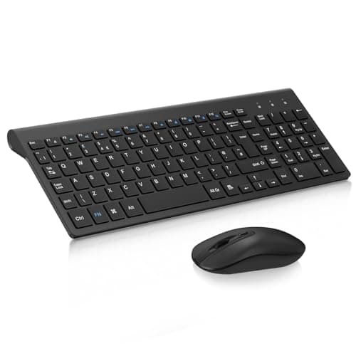 Image of Wireless Keyboard Mouse Combo, cimetech 2.4G Ultra-Thin Keyboard and Mouse Set with Sleek Ergonomic Silent Design & Stable Connection for Windows PC Laptop Computer (QWERTY UK Layout, Black)