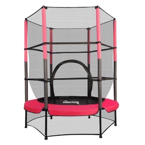 Image of GALACTICA NEW Mini Trampoline | 4.5FT 55" with Safety Net Enclosure | Indoor Outdoor Children’s Activity Junior Trampoline - Red