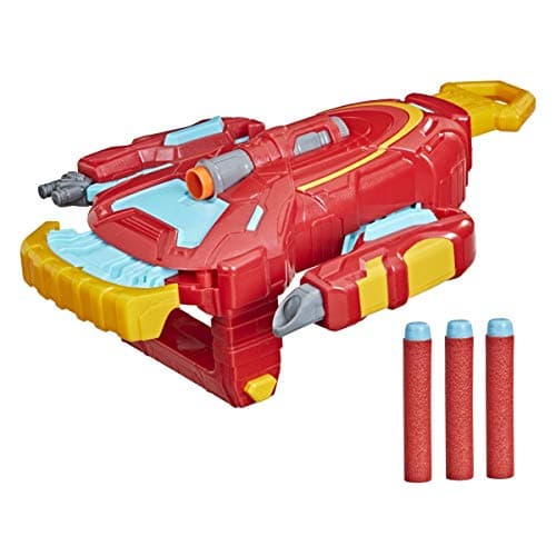 Image of Marvel Avengers Mech Strike Iron Man Strikeshot Gauntlet Role Play Toy with 3 NERF Darts, Pull Handle to Expand, for Kids Ages 5 and Up