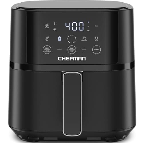 Image of Chefman Air Fryer – 4 QT Compact Airfryer for Quick & Easy Meals in Minutes, Features Hi-Fry Technology for Extra Crisp, Touchscreen Controls with 4 Presets, Nonstick & Dishwasher Safe Basket - Black