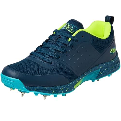 Image of Gunn & Moore GM | Spike Cricket Shoe | Aion | Premium Breathable Microfibre Navy PU Upper | Two-Tone TPU Outsole | Steel Spikes with Moulded Pimples | Size UK 10 EU 44.5