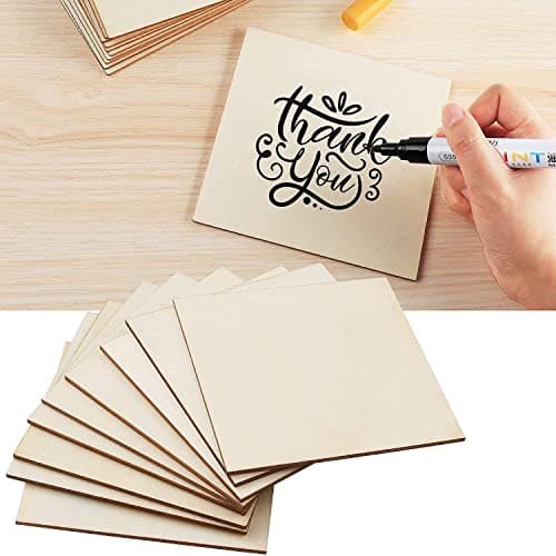 Image of NSXEEN 12 Pcs Art Craft Coaster 4" Inch Square Shape MDF Coasters Plain Wood Blank Cutouts for Tea Coffee Christmas Painting Slice, Resin Mandala Arts Work & Decoration | Thickness:2.5 mm-10x10 cm |