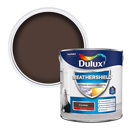 Image of Dulux Weather Shield Exterior High Gloss Paint, Conker, 2.5 L