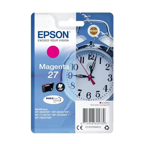 Image of Epson 27 Magenta Alarm Clock Genuine, DuraBrite Ultra Ink Cartridge, Standard Capacity