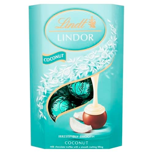 Image of Lindt Lindor Coconut Chocolate Truffles – 200g Box (Approx. 16 Balls) – Smooth Filling – Gift, Birthday, Congratulations Treat