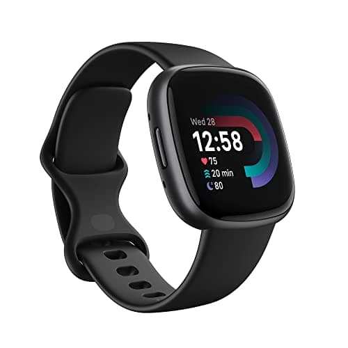 Image of Google Fitbit Versa 4 Fitness Smartwatch with built-in GPS and up to 6 days battery life - compatible with iOS 15 or higher & Android OS 9.0 or higher, Black/Graphite