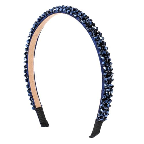 Image of DOPENSPI Crystal Rhinestone Headbands for Women Girls, Fashion Sparkly Beaded Hair Hoop Fancy Dressy Headbands Hair Accessories Bling Padded Hairs Bands for Women Girls(Navy Blue)
