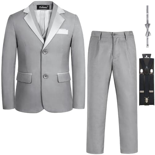 Image of LOLANTA Boys Suits Tuxedo Formal Blazer Page Boy Suit Slim fit for Wedding Party (7-8 Years, Grey,Tag 130)