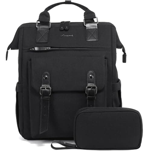 Image of LOVEVOOK Laptop Backpack Women 17inch, School Bag, Large Backpack Womens For College University Travel Work With Electronics Organizer Bag, Water-resistant Rucksack Bags With USB Charging Port, Black