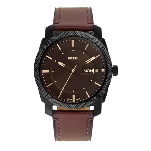 Image of Fossil Watch for Men Machine, Quartz Movement, 42 mm Black Stainless Steel Case with a Pro-Planet Leather Strap, FS5901