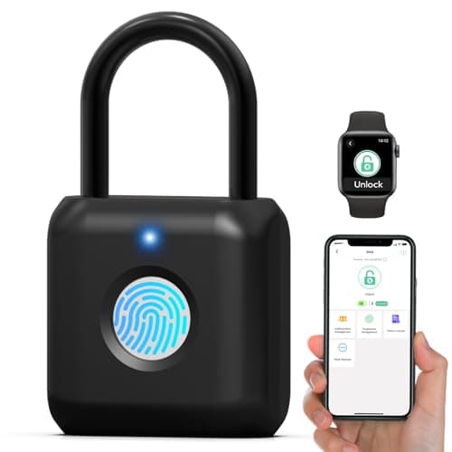 Image of Eseesmart Fingerprint Padlock - Lock with APP Control,Gym Locker Lock,Keyless USB Charging Smart Lock for Gym Locker, Luggages & Suitcases