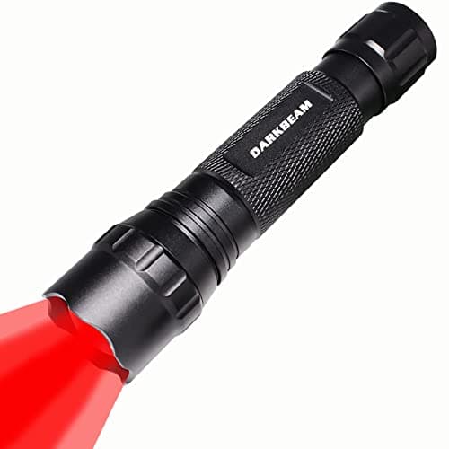 Image of DARKBEAM Red Light Torch Tactical LED Rechargeable Flashlight, Zoomable Portable Handheld Red-Light for Night Vision - Fishing, Hunting, Detector Astrophotography, Included Battery Powered