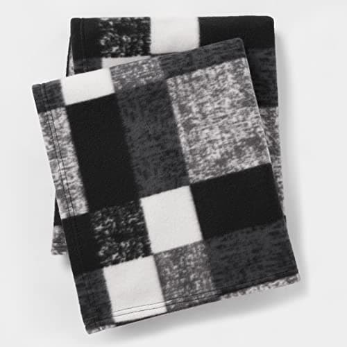 Image of Dreamscene Winter Check Fleece Blanket Super Soft Warm Cosy Sofa Bed Picnic Garden Throw Over, Plaid Tartan Black - 120 x 150cm