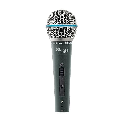 Image of Stagg SDM60 Professional Cardioid Dynamic Microphone, Spherical Mesh Grille / Pop Filter, 3-Pin XLR Connection, Vocal and Instrumental Microphone,