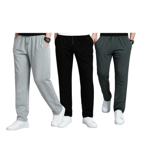 Image of Mens Open Hem Fleece Joggers Soft Cotton Blend Sweatpants with Pockets Lightweight Comfy Breathable Lounge Wear Gym Running Training Casual Everyday Use (UK, Alpha, L, Regular, Regular, Grey)