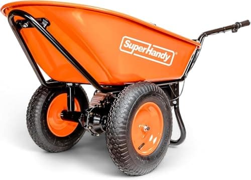 Image of SuperHandy Battery Powered Electric Wheelbarrow, 48V Lithium-Ion Rechargeable Battery, 150kg Load Capacity, 85L Steel Powder Coated Tub, Garden Utility Barrow for Moving Materials and Debris
