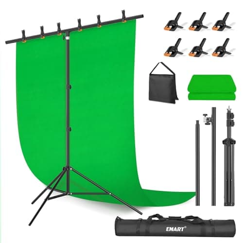 Image of EMART Green Screen Background with Stand,1.5x2m Greenscreen with 2x2m Backdrop Stand Kit for Photo Video Studio, TV Videos, Streaming Gaming, Live Broadcast,Chroma Key