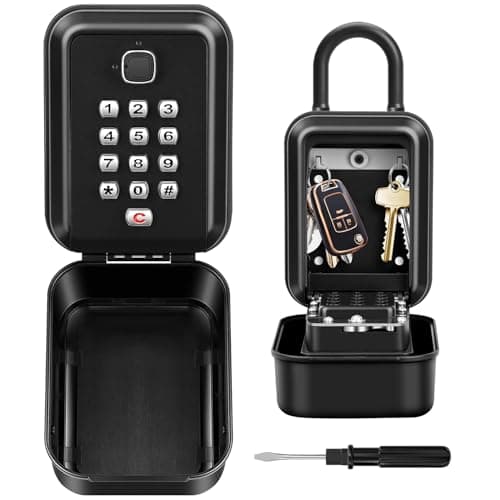 Image of LUROON Key Safe with Shackle Key Lock Box Outdoor Extra Large Key Box Police Approved Lockbox 12-Digit Combination Key Storage Box with Weatherproof Cover for Home Garage Office School