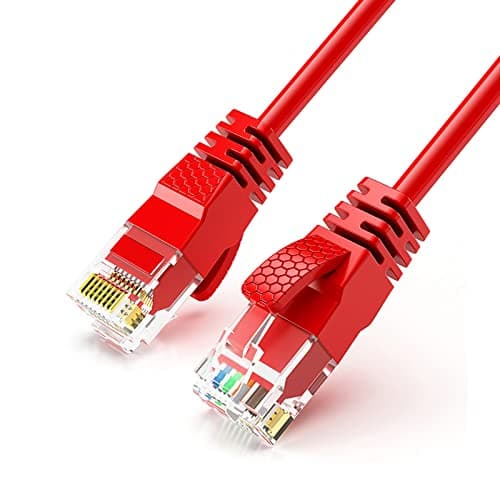 Image of Reulin Ultra-Thin, Ethernet Cable, 2M-Red, High-Speed Internet Lan Wire Cat6 Ethernet Cable 1GHz Gigabit RJ45 Network Lead Patch Cord For Smart TV, Computer, Laptop, Android TV Box, Gaming PC, Xbox
