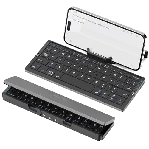 Image of SIKAI CASE Foldable Bluetooth Keyboard with Stand for iphone, iPad, Aluminum Alloy Quiet Mini Folding Keyboard 3 Bluetooth Universal for Android, Windows and iOS, Black