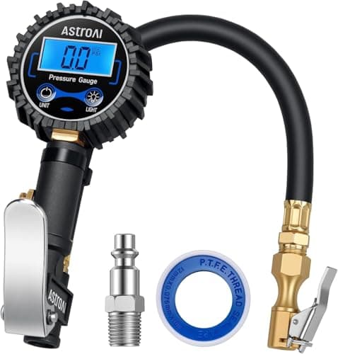 Image of AstroAI Digital Tyre Inflator with Pressure Gauge, 0.1 Display Resolution 250 PSI Air Chuck and Compressor Accessories Heavy Duty with Rubber Hose and Quick Connect Coupler