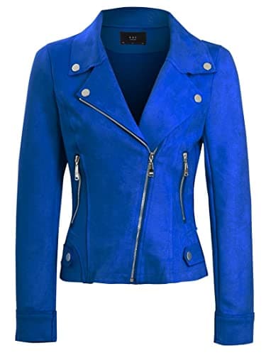 Image of SS7 Womens Faux Suede Biker Jacket Cobalt Blue