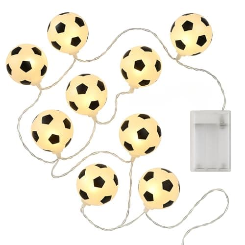 Image of Vellichor Europe Football String Lights: LED Fairy Lights for Indoor/Outdoor Decoration - Battery Powered, Romantic Ambiance, Easy Installation - Perfect for Football Fans and World Cup Deco