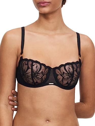 Image of Chantelle Fleurs Half Cup Balcony Bra Black Black 38DD