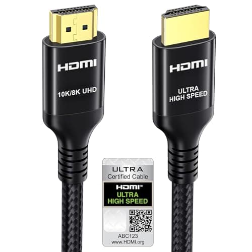 Image of Etseinri HDMI 2.1 Cable 1M Certified 48Gbps Ultra High Speed HDMI® Cable 4K 240Hz 165Hz 120Hz 8K 60Hz 10K HDMI Lead Braided Cord HDCP 2.3 Dolby Atmos Vision eARC HDR for Gaming Monitors TV Soundbar