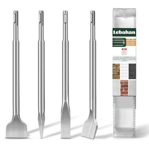 Image of LEBAHAN SDS Plus Chisel Set, 4-Piece SDS Plus Tile Chisel, 1 x Pointed, 1 x Flat, 2 x Tile Chisels, Professional for All SDS Plus Impact and Rotary Hammers