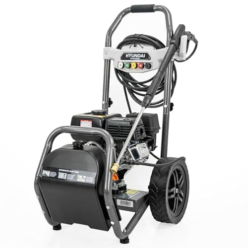 Image of Hyundai 3400 PSI Petrol Jet Washer – 210cc 7hp Engine, 9L/min Flow Rate, Detergent Tank & 10m Hose – High-Pressure Cleaner