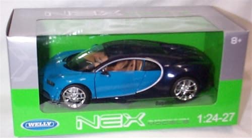 Image of Welly nex models Bugatti Chiron blue 2016 vehicle 1:24 scale diecast model