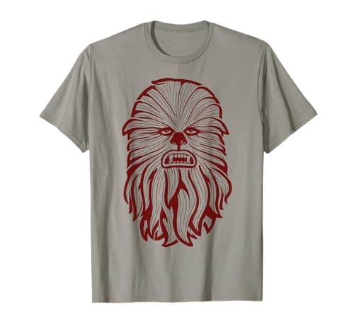 Image of Star Wars Chewbacca Head 70's Retro Line Art T-Shirt