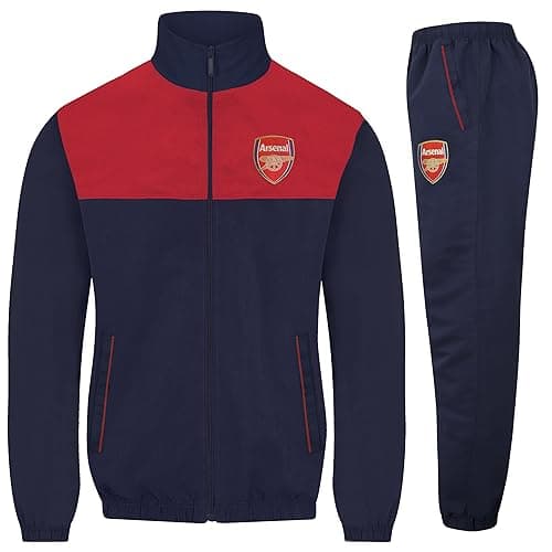Image of Arsenal FC Official Gift Mens Jacket & Pants Tracksuit Set Navy Red XL