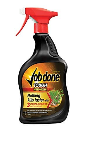 Image of Job Done 86600140 Tough Weedkiller, 1L - Strong Fast Acting Weedkiller for Killing Tough Weeds and Roots - Systemic Garden Weed Killer with 3 Months Protection - Controls Brambles, Nettles and More