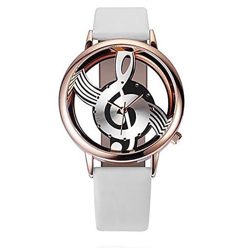 Image of Watches Music Leather Quartz Analog Notation Fashion Watch Wrist Note Women Women's Watch Mens Watch Face (White, One Size)