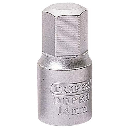 Image of Draper 38327 Hex Drain Plug Key for Lancia, Mercedes, Gearbox & Sump, 3/8" Square Drive, 14mm , Blue