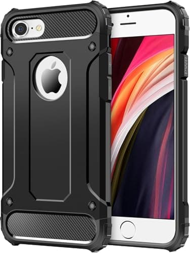 Image of Coolden for iPhone 7 Case iPhone SE 2022 Case Rugged Tough Dual Layer Armor Protective Heavy Duty Hard Shockproof Phone Cases Cover for iPhone 7/8/SE 2/SE 3 (Black)