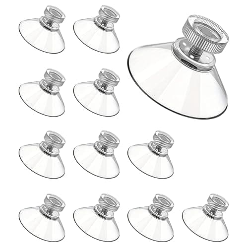 Image of 12 Pack Suction Cups 32mm Heavy Duty, Glass Suction Cups with Screw Nut, Window Suckers for Glass, Suction Pads for Glass Table, Clear PVC Suckers for Mirror Tile Wall Hanging and Fixing