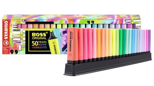 Image of Highlighter - STABILO BOSS ORIGINAL - Deskset of 23 - 9 Fluorescent Colours + 14 Pastel Colours