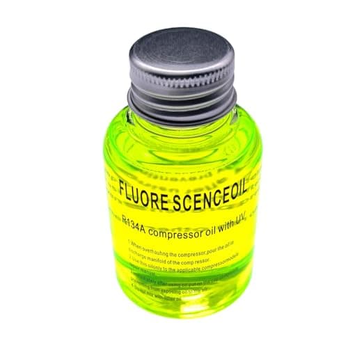 Image of AC Leak Detection Dye - Fluorescent Refrigerant Tracer, 1oz Bottle with UV Visibility, Oil-Based Formula, Long-Lasting Glow, For Car Truck RV Air Conditioning Systems, Gentle Composition