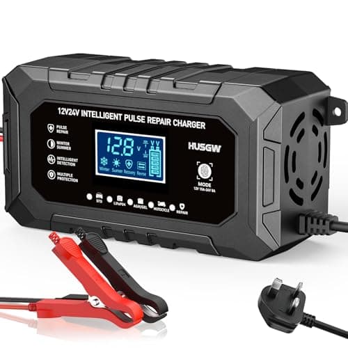 Image of 15Amp Car Battery Charger 12V/24V, 9-Stage Automatic Smart Battery Charger/Maintainer, Car Battery Repair and Desulfato for Car, Motorcycle, SUV, Truck, Boat, Lead Acid/Lithium/LiFePO4 Batteries