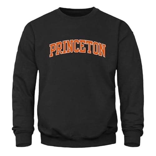 Image of Ivysport Princeton University Sweatshirt Classic Logo, 90% Cotton 10% Polyester, Black, Crewneck Sweatshirt, Medium