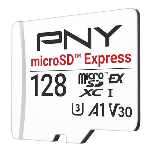 Image of PNY microSD™ Express 128GB UHS-I U3 V30 A1 microSDXC Flash Memory Card, up to 890MB/s read & up to 550MB/s write speeds, ideal for microSD Express compatible devices like Nintendo Switch 2