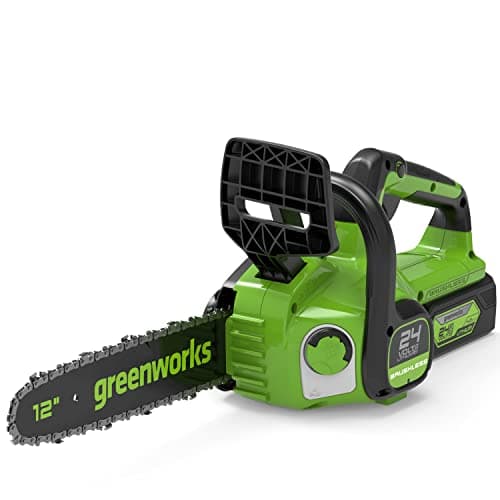Image of Greenworks GD24CS30 Cordless Chainsaw with Brushless Motor, 30cm Bar Length, 7.8m/s Chain Speed, Auto-Oiler, Kickback Protection WITHOUT 24V Battery & Charger, 3 Year Guarantee